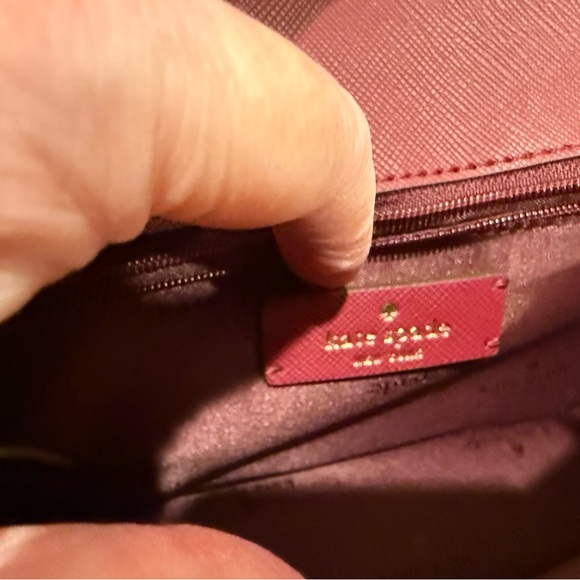 Kate Spade Madison Willow Medium Flap Crossbody Bag in Maroon Saffiano Leather - Picture 9 of 12